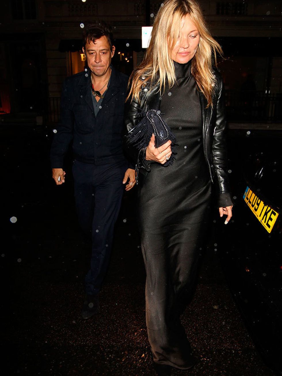 Kate Moss and Jamie Hince arrive for the Maison Martin Margiela Couture Spring 2015 show in London, January 2015.