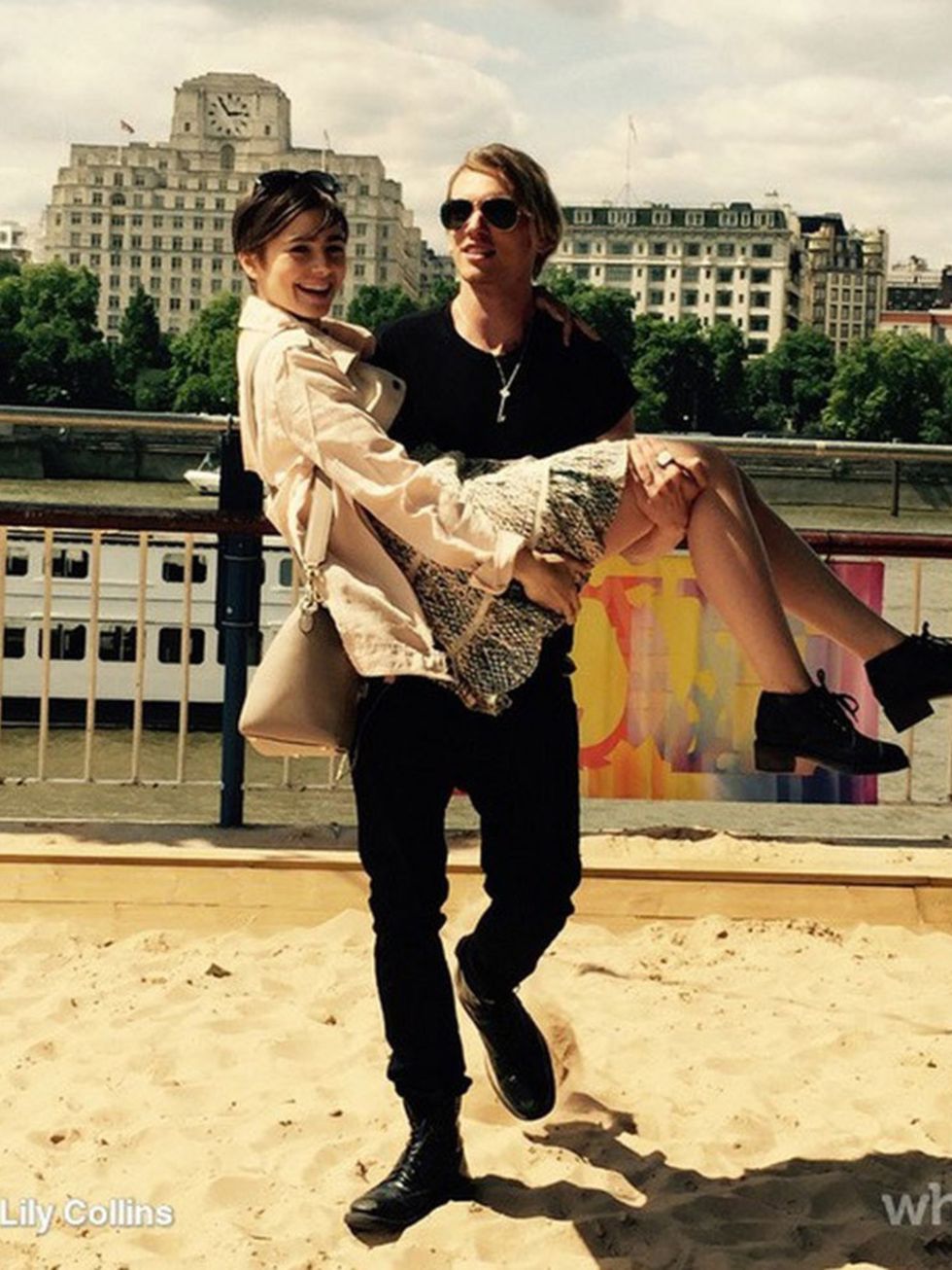 Lily Collins and Jamie Campbell Bower in London, June 2015.