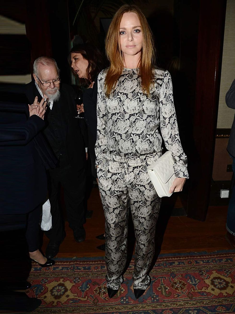 <p>Stella McCartney in a lace Stella McCartney jumpsuit at the 'Kate Moss' book launch after party, London.</p>