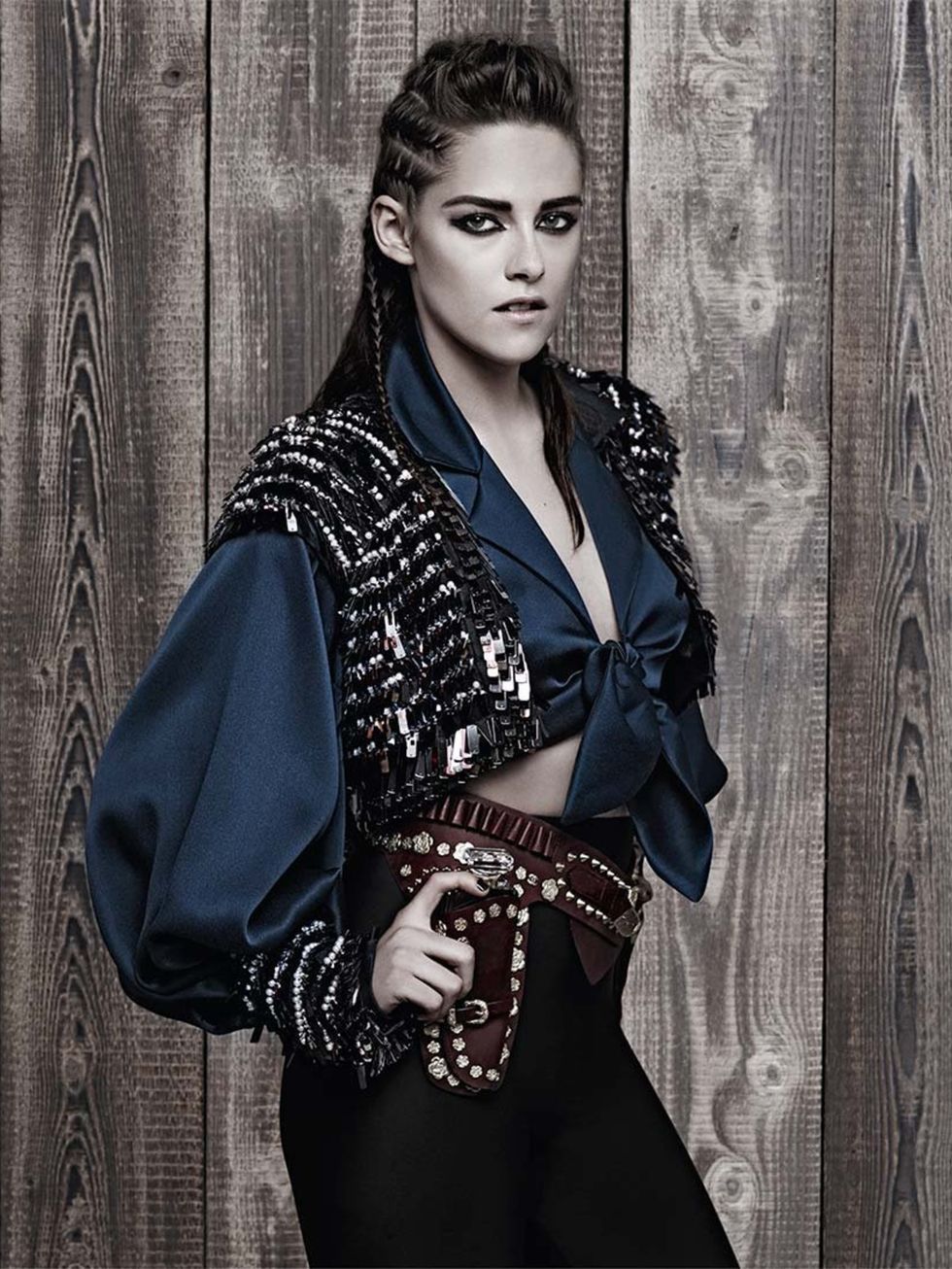 <p>Kristen Stewart shot by Karl Lagerfeld for the Metiers d'art Paris Dallas 2014 ad campaign.</p>