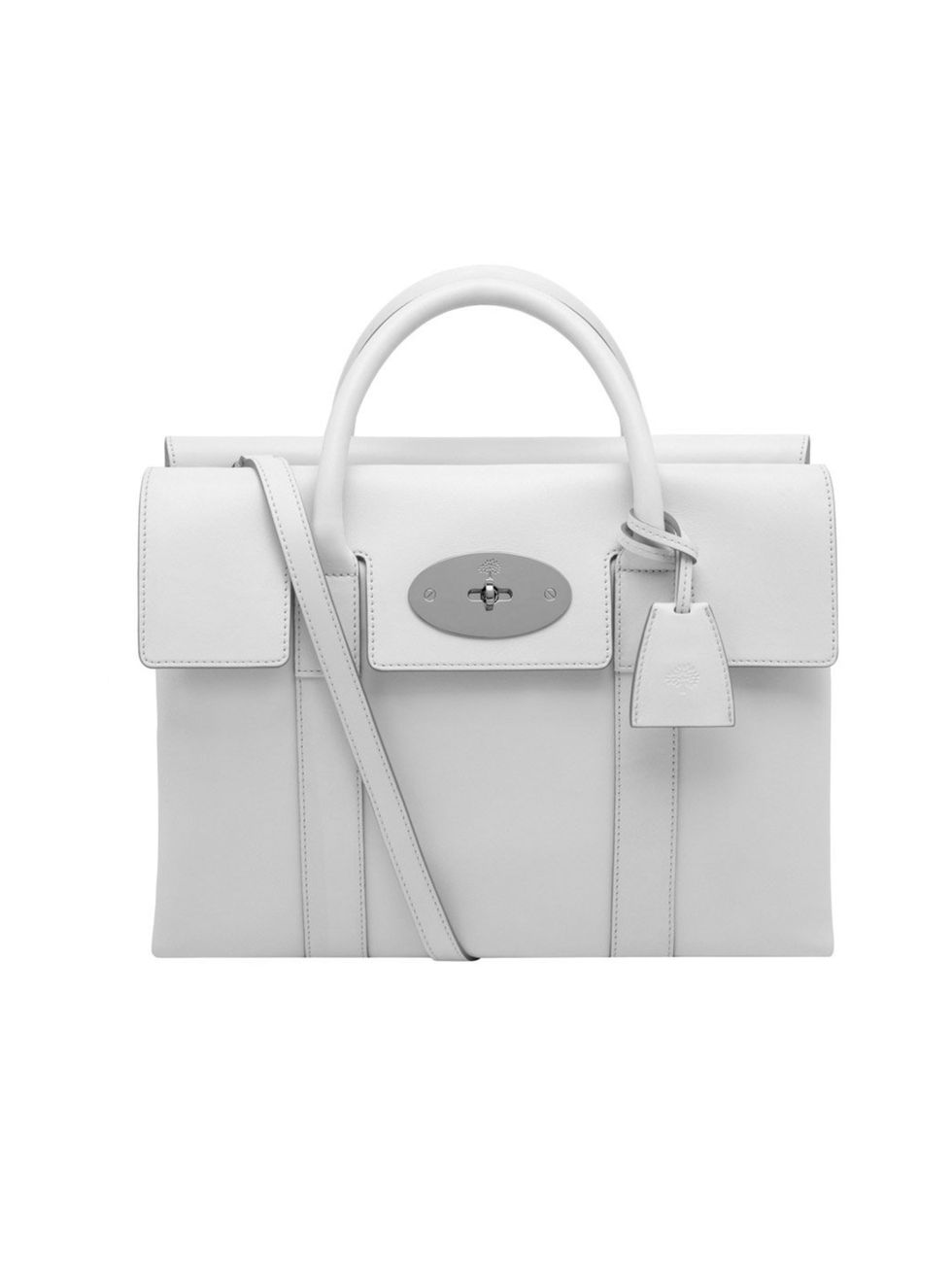 <p>Mulberry double sided Bayswater in white, spring/summer 2014</p>