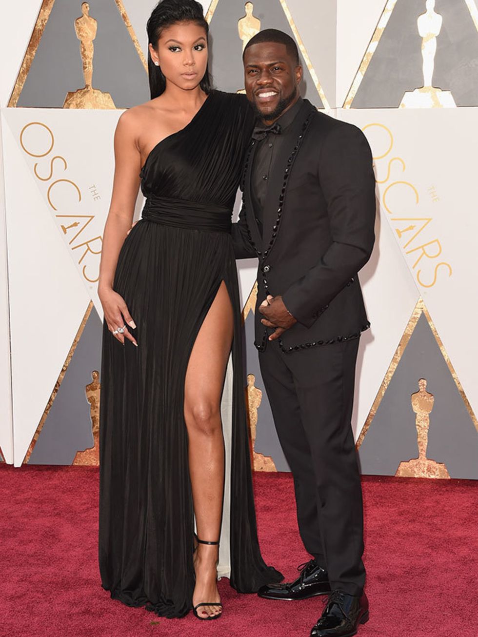 Kevin Hart and Eniko Parrish at the Oscars in LA, February 2016.