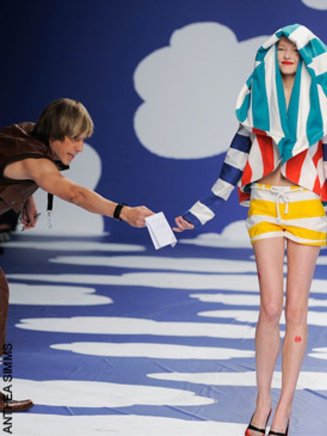 <p>  </p><p>Now we can reveal where he struck next, it was at this morning's Jean-Charles de Castelbajac show - and not content to sit in the crowd and jeer this time 'Bruno' took to the catwalk.</p><p>As you'll see form our pictures it appears he leapt t