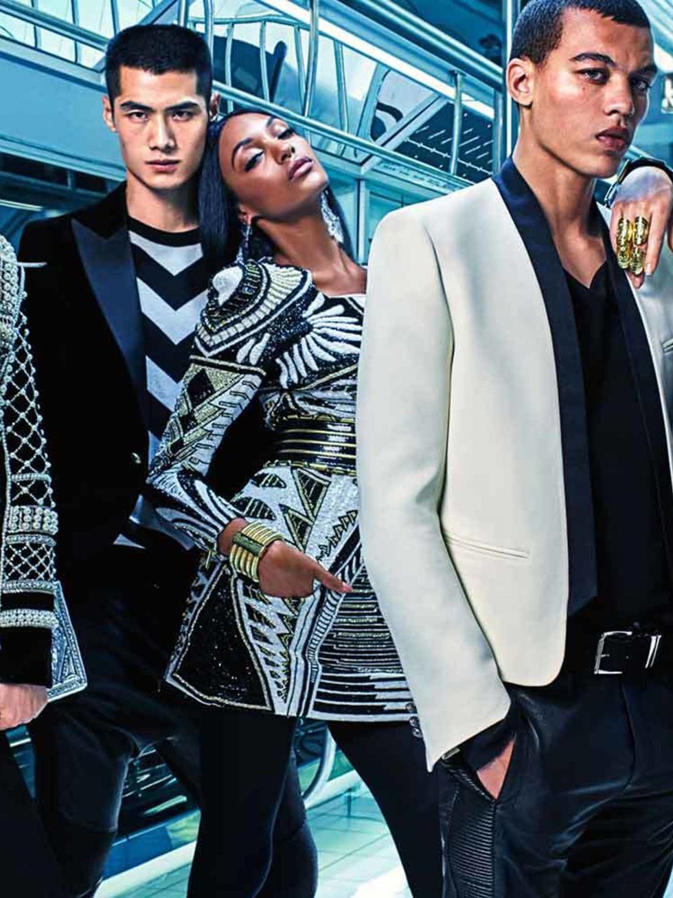 Gigi Hadid, Hao Yun Xiang, Jourdan Dunn, Dudley O'Shaughnessy and Kendall Jenner star in the new H&M X Balmain campaign, photographed by Mario Sorrenti, September 2015.