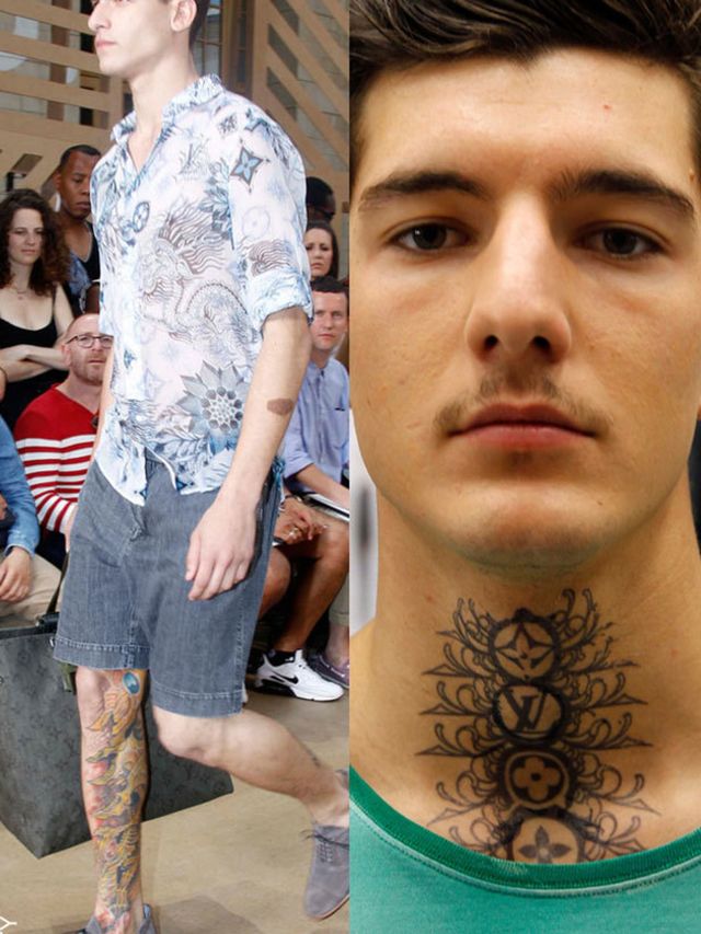 Louis Vuitton models sport masculine temporary tattoos