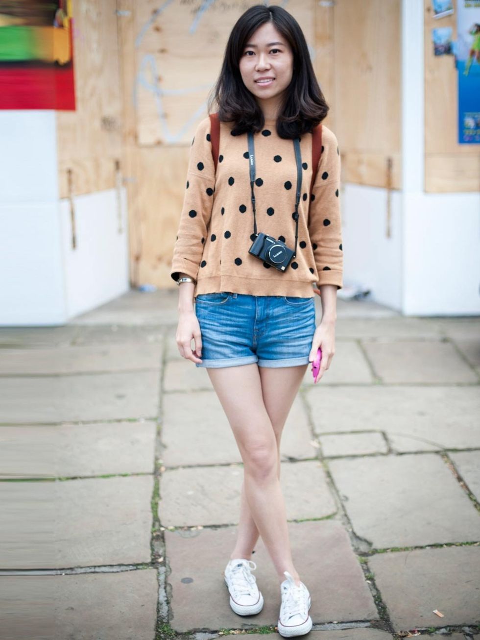 <p>Zhen, 22. Primark top, Zara shorts, Converse trainers, Longchamp bag.</p>