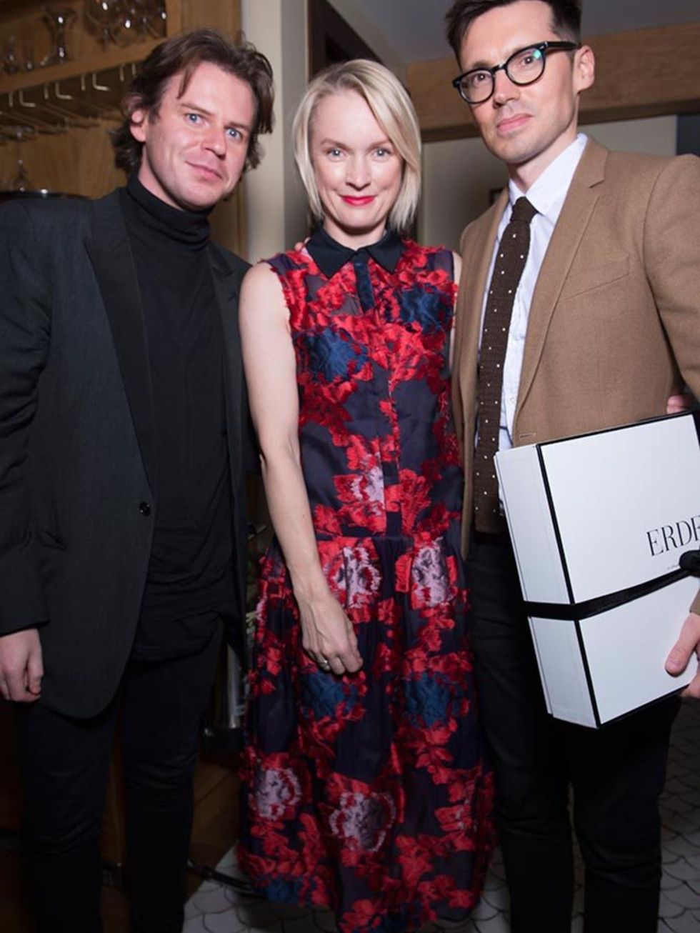 Christopher Kane, Lorraine Candy and Erdem at Alexa Chung's birthday party at South Kensington Club in London, November 2015.