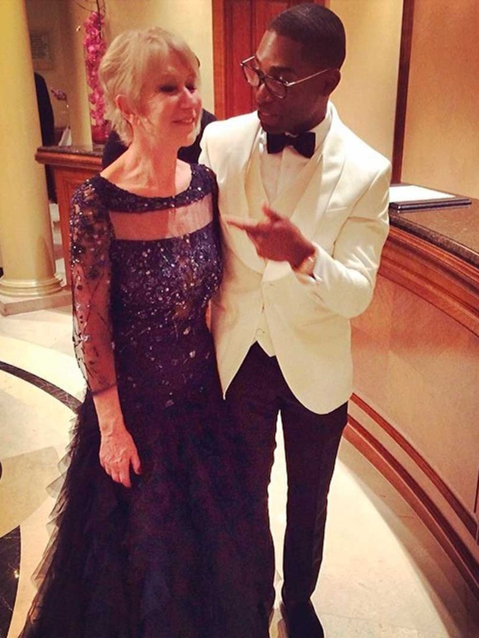 <p>Tinie Tempah:</p><p>'Some of the nicest words of the night came from this incredible woman here. So elegant and regal and one of my guilty pleasures congratulations on the Fellowship award and the kind words Dame Helen Mirren'</p>