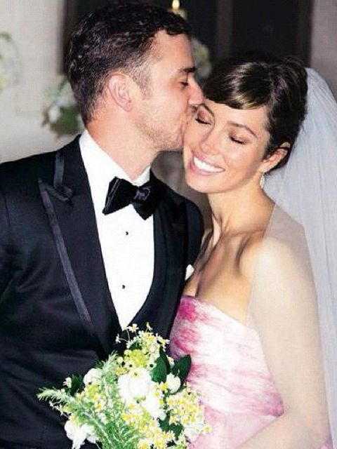<p>Jessica Biel and Justin Timberlake on their wedding day</p>