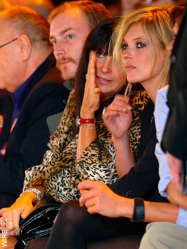 <p>  </p><p>Waiting patiently for the show to start, editors found it impossible not to play spot the star as Pamela Anderson (escorted by a man in a white mask) Emma Watson, Erin O'Connor, Myleen Klass, Louise Redknapp, Jamie Winstone, Henry Holland (wea