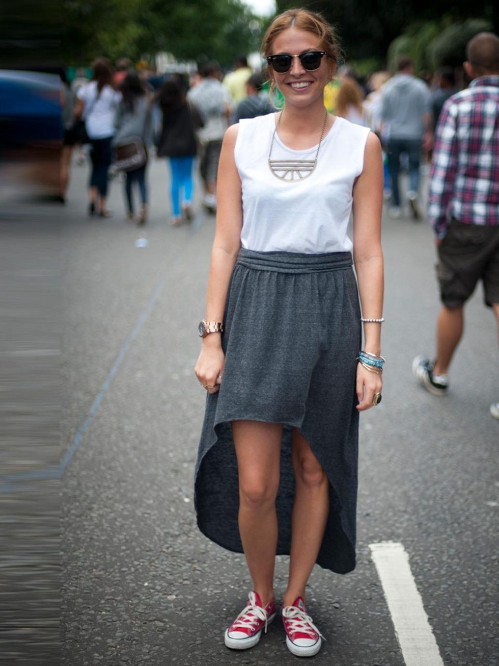 <p>Lesley, 23. Topshop skirt and top, Converse shoes, Ray Ban glasses, Marc Kors watch, Uo jewellery.</p>