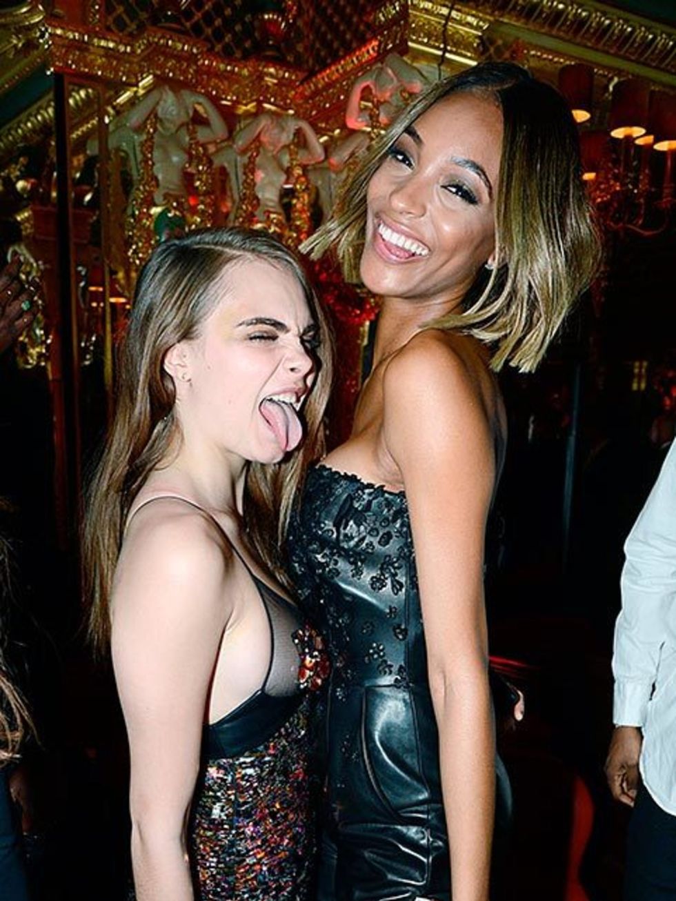 <p>Cara Delevingne and Jourdan Dunn at the Edward Enninful Celebrations British Fashion Awards after-party in London, December 2014.</p>