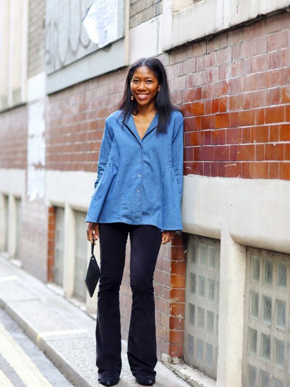 <p>Kenya Hunt, Fashion Features Director</p>

<p>Rachel Comey top, MiH jeans trousers, & Other Stories boots, J Crew earrings</p>