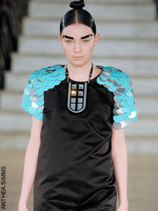 <p>The hotly anticipated on-schedule show for Fashion East turned out to be a surprising highlight of the day. Held at Terence Conrans Quaglinos restaurant, the three designer show was hosted by the hilarious and irreverent drag artist Johnny Woo.</p><p