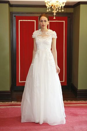 Dress, Floor, Shoulder, Flooring, Textile, Red, Joint, Bridal clothing, Standing, Formal wear, 