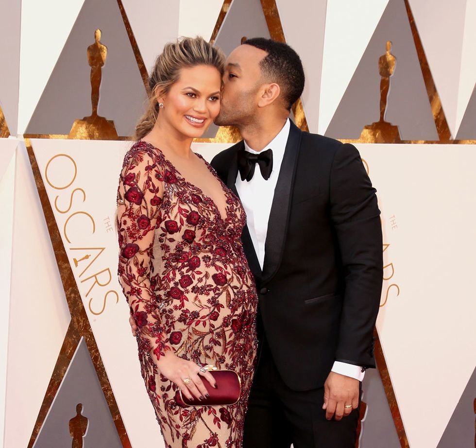 John Legend and Chrissy Teigen at the Oscars in LA, February 2016.