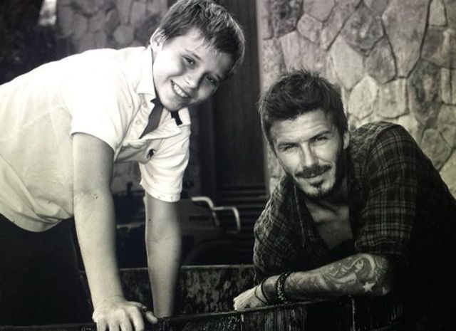 Brooklyn Beckham and David Beckham
