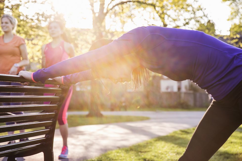 Use A Park Bench To Stretch | ELLE UK