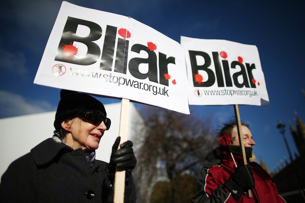 Protestors against Tony Blair