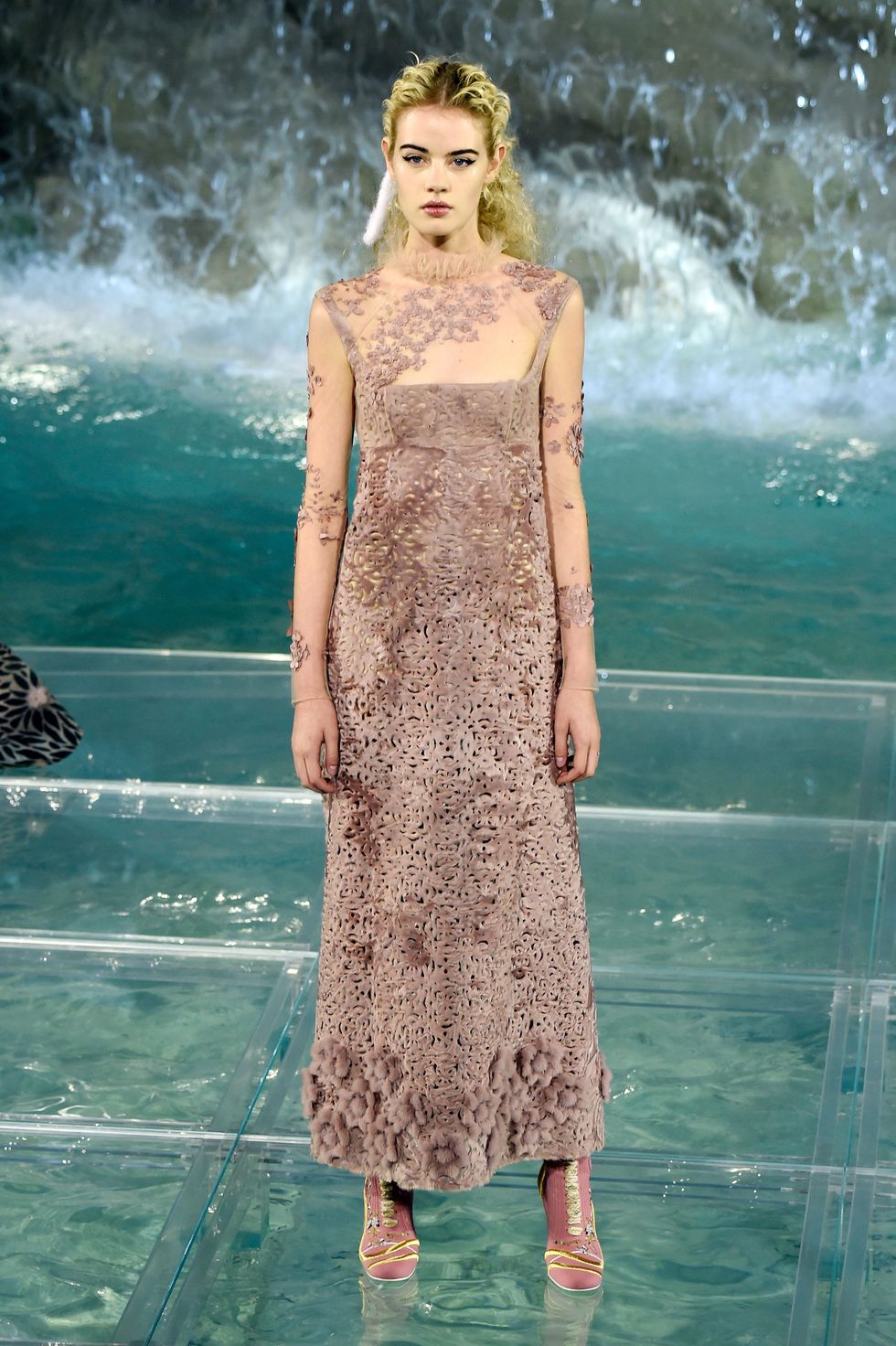 ROME, ITALY - JULY 07:  A model walks the runway at Fendi Roma 90 Years Anniversary fashion show at Fontana di Trevi on July 7, 2016 in Rome, Italy.  (Photo by Victor Boyko/Getty Images )