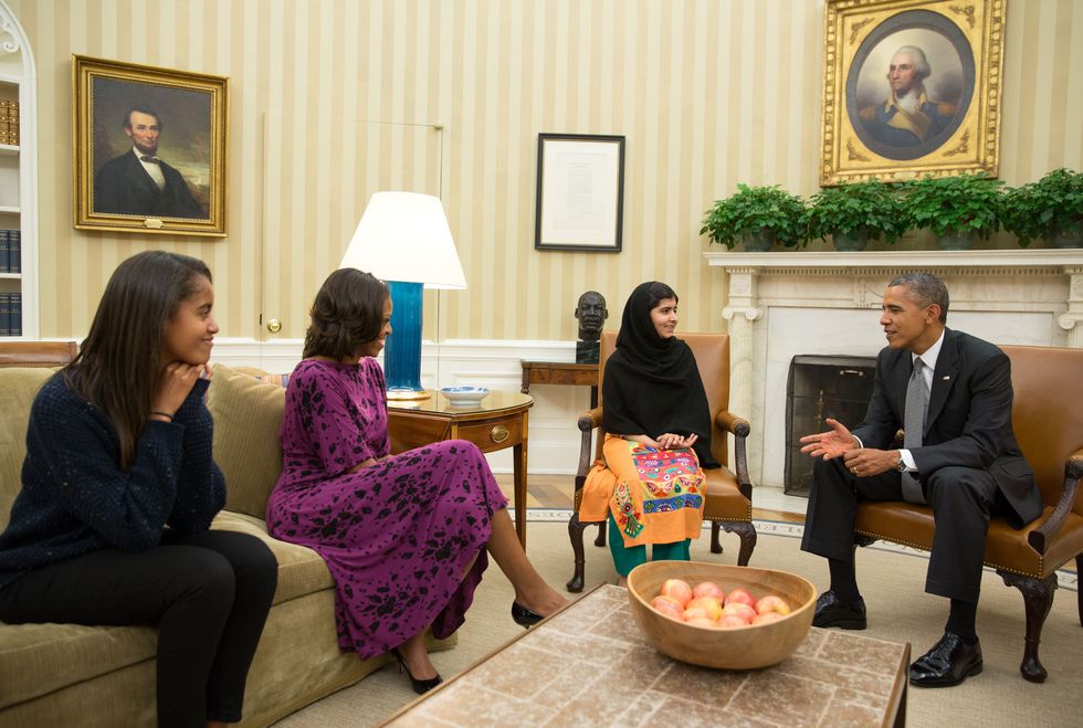 Malala and Obama in the White House | ELLE UK