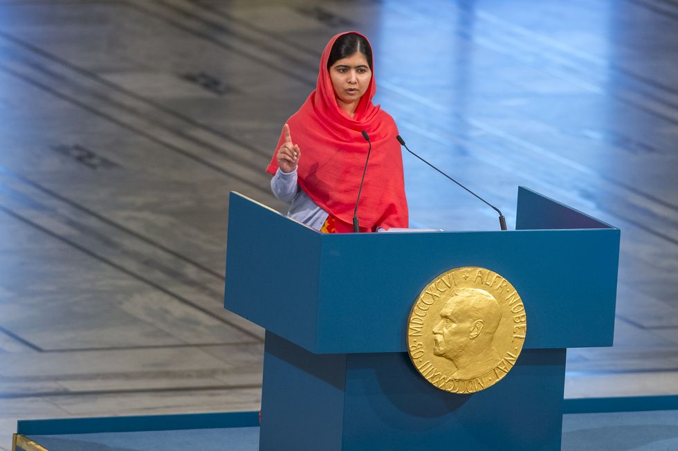 Malala Yousafzai speaking at Oslo Nobel Peace Prize Awards | ELLE UK