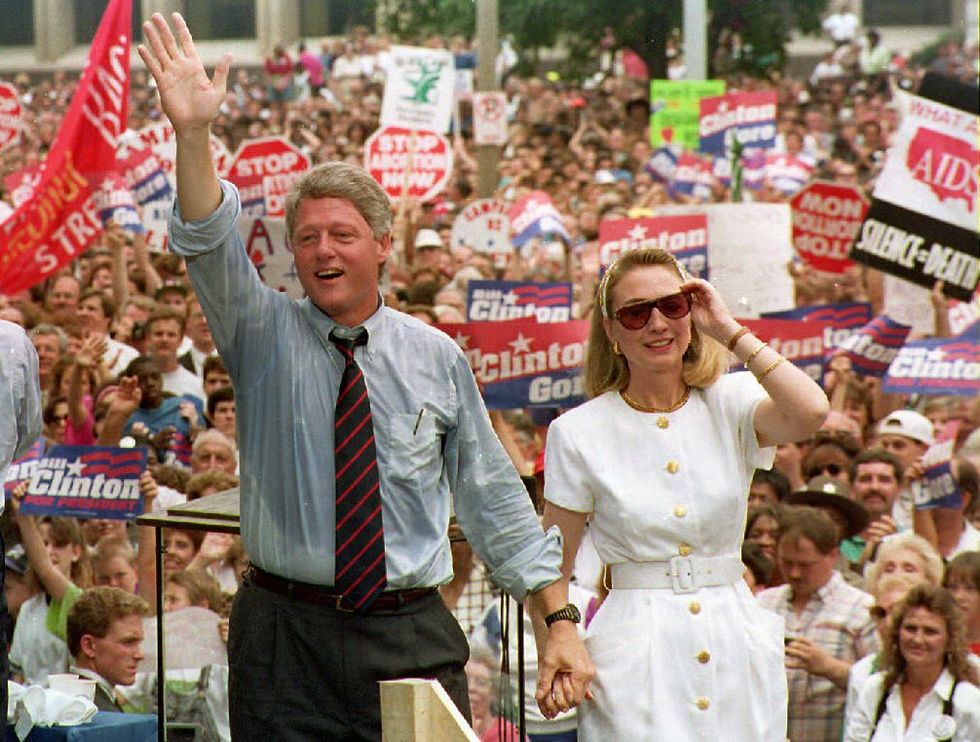 Bill and Hillary Clinton at rally | ELLE UK