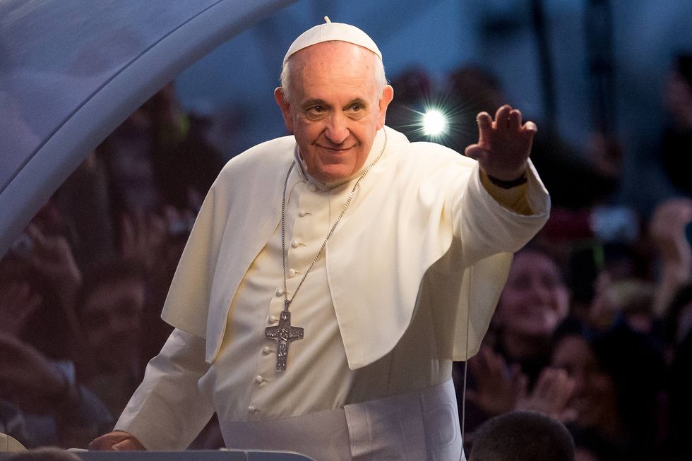 The Pope waving to followers | ELLE UK