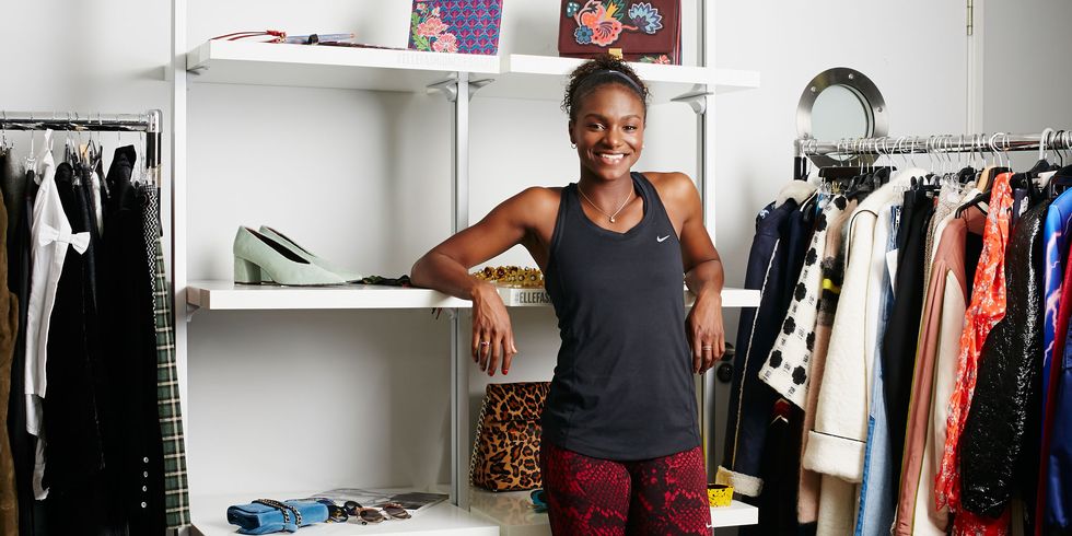 Dina Asher-Smith in the ELLE fashion cupboard photographed by Jessica Mahaffey