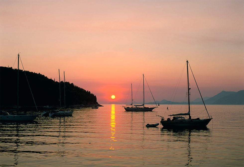 Cavtat harbour at sunset,Croatia
