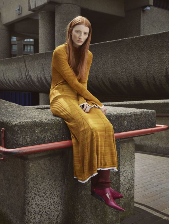 Clothing, Brown, Dress, Couch, Street fashion, Leather, studio couch, Fashion model, Dress shoe, Boot, 