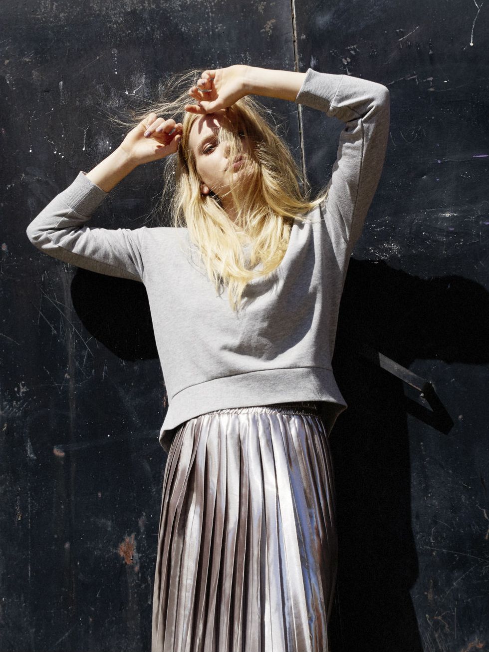 V by Very grey sweat shirt and pleated skirt