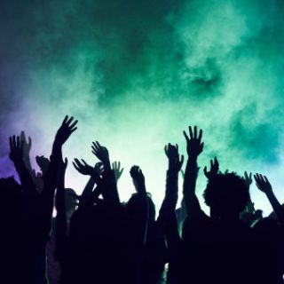 Hand, Crowd, Rejoicing, Magenta, Cheering, Audience, Celebrating, Gesture, Silhouette, Rock concert, 