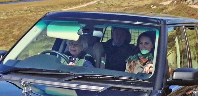 Queen Elizabeth driving Kate Middleton