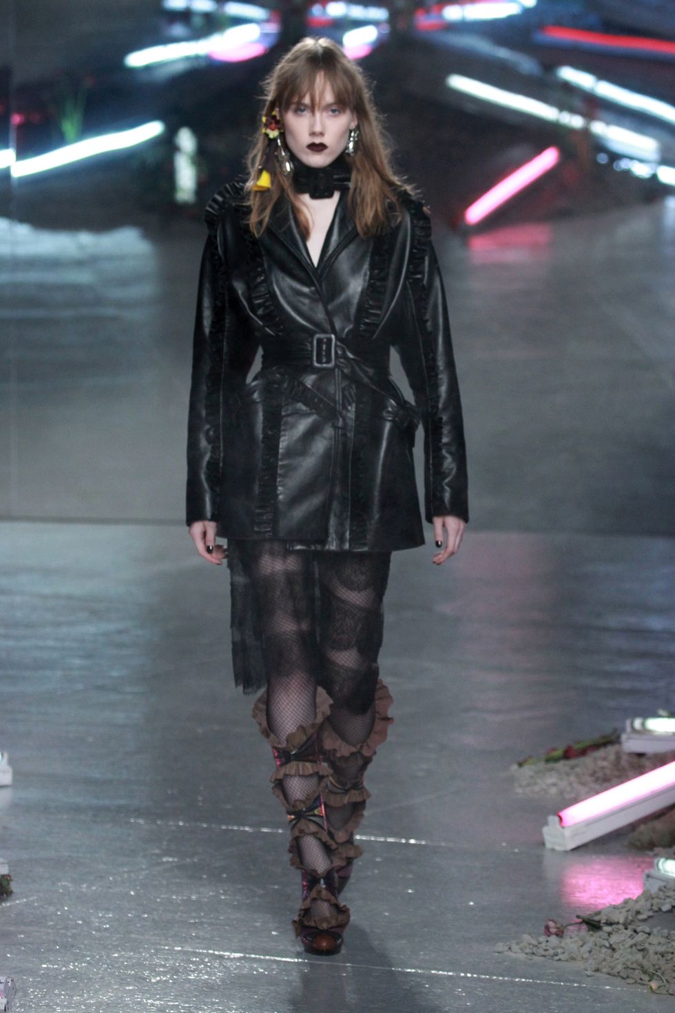 <p>The Rodarte sisters have a particular brand of  'gothic romanticism' that walks the perfect line between gritty and girly. Case in point, their leather frilly jacket.</p>