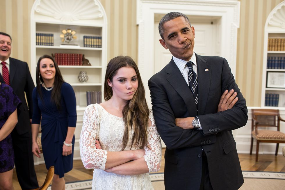Barack Obama in the White House with McKayla Maroney