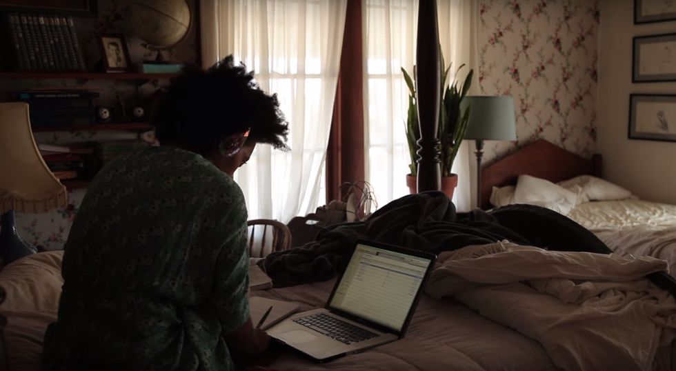 Solange writing music in bed | ELLE UK