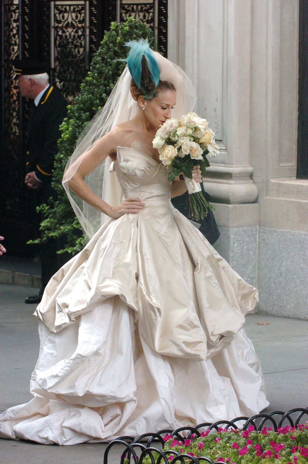 Clothing, Petal, Dress, Event, Bridal clothing, Photograph, Outerwear, Coat, Wedding dress, Bride, 