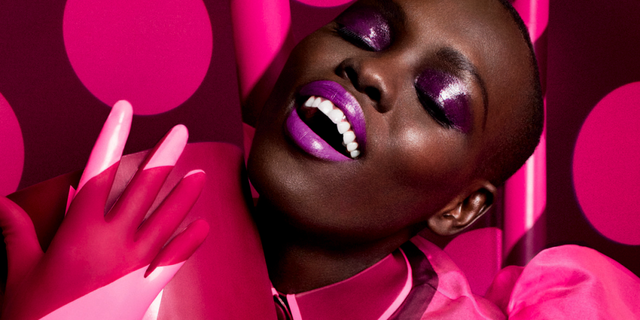 Lip, Magenta, Pink, Eyelash, Purple, Violet, Tooth, Earrings, Nail, Gesture, 