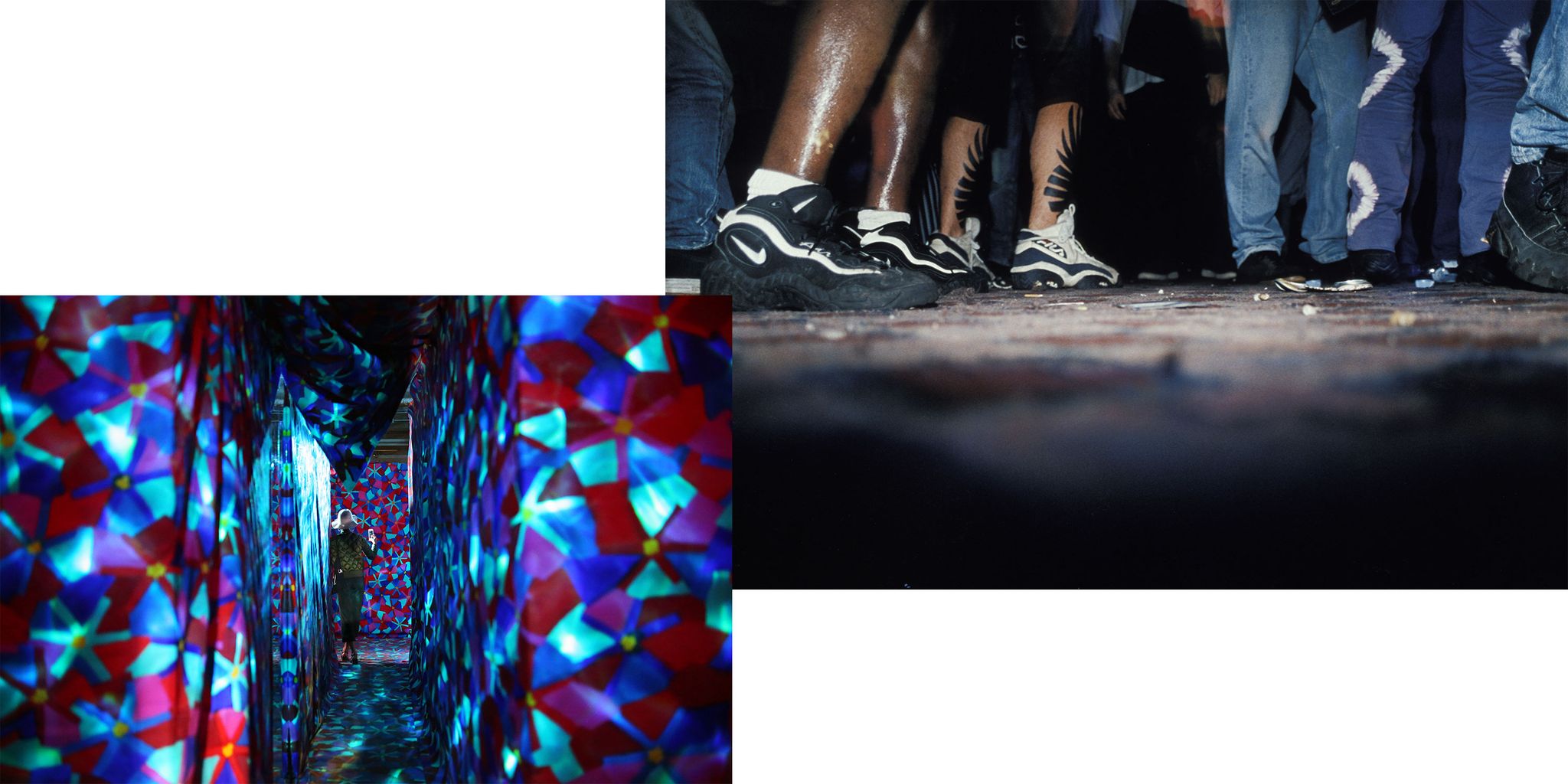 Blue, Colorfulness, Human leg, Electric blue, Calf, Walking shoe, Nail, Visual arts, Natural material, Outdoor shoe, 
