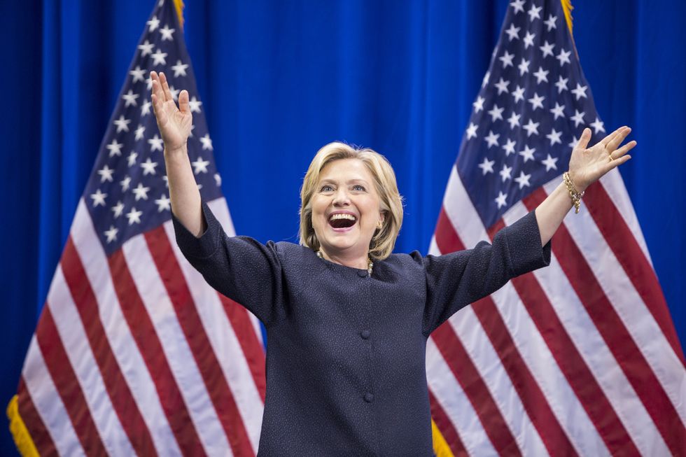 Hillary Clinton hands up | ELLE UK