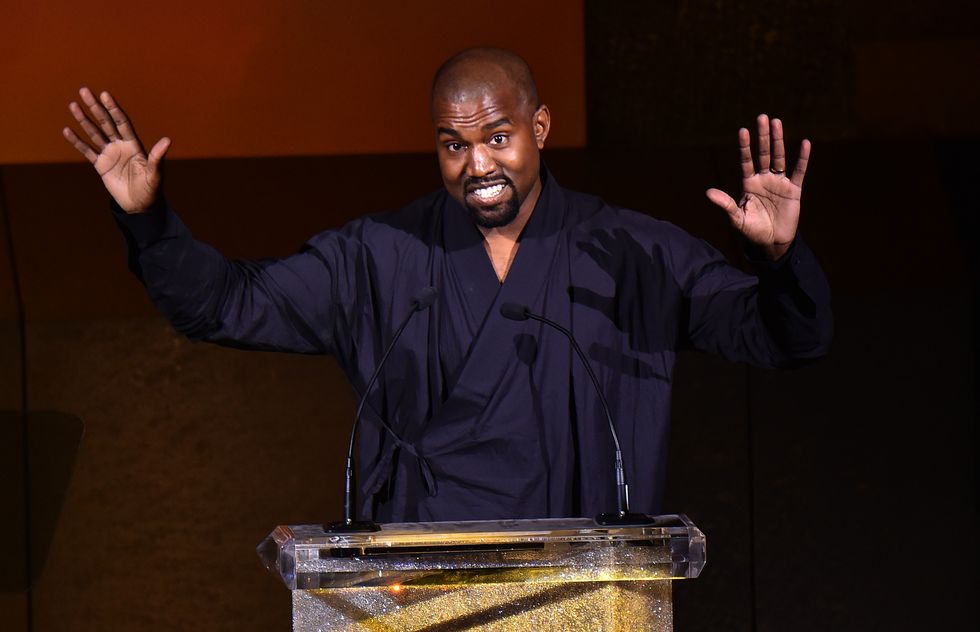 Kanye West at podium | ELLE UK