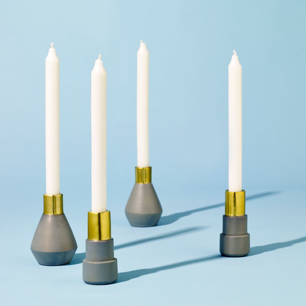 Gold and marble candlestick holder