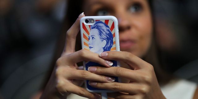 Hillary Clinton on phone | ELLE UK