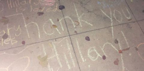 Thank You Hillary on sidewalk | ELLE UK