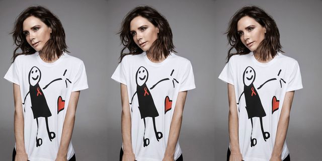 Victoria Beckham designs matching T-shirt for adult and child to support UNAIDS and Born Free Africa on World AIDS Day