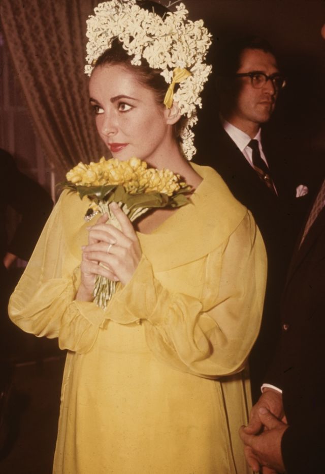 Elizabeth Taylor Unique  yellow Wedding Dress