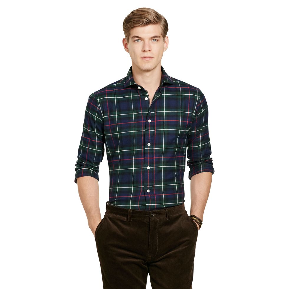 <p><strong data-redactor-tag="strong" data-verified="redactor">Tartan Cotton Twill Shirt, £145</strong></p><p>Ideal for layering, he'll wear this festive shirt under a chunky cardigan for pre-dinner cocktails.<span class="redactor-invisible-space" data-verified="redactor" data-redactor-tag="span" data-redactor-class="redactor-invisible-space"></span></p>