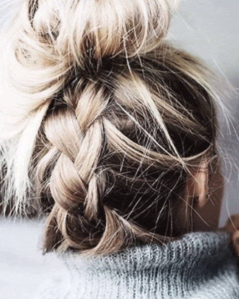 Messy braid top knot - hair trends 2017