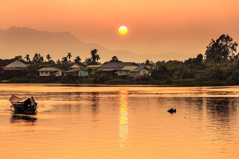 Sunset over the river at Kuching , Sarawak, Borneo, Malaysia